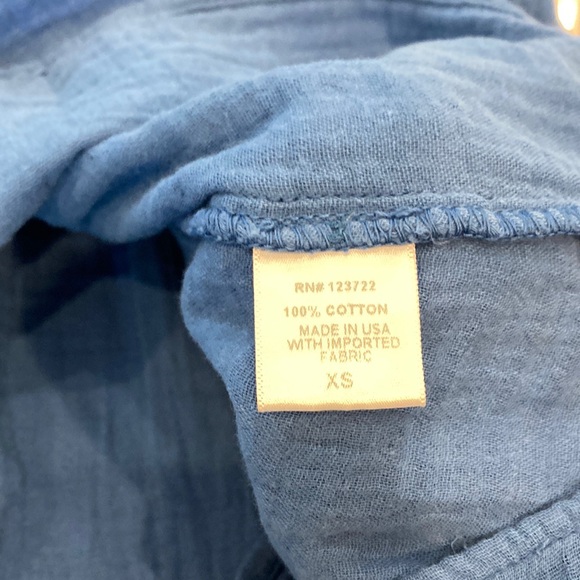 Xirena Rumer Tired Cotton Gauze Flutter Sleeve Pocket Midri Dress Blue S… - Picture 10 of 10